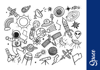 Creative Hand Drawing Space Theme Doodle Illustration