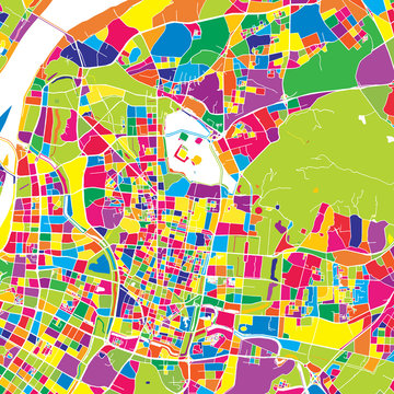 Nanjing, China, Colorful Vector Map