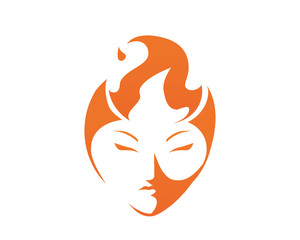 Flaming Passionate Beauty Female Face Logo