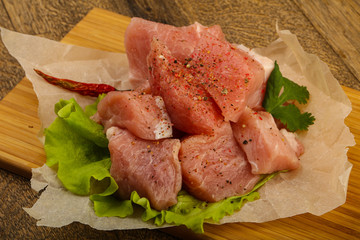 Raw pork pieces