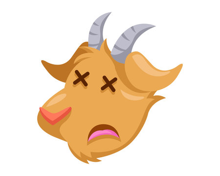 Cute Goat Face Emoticon Emoji Expression Illustration - Embarrassed