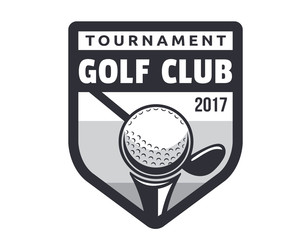 Modern Black And White Golf Logo Emblem Illustration