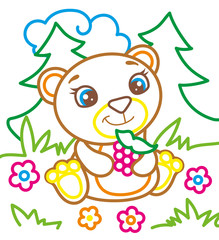 Coloring Book Of Bear Eat Raspberries