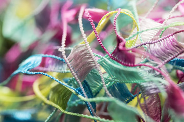 Close Up Of Brightly Colored String Bunting Decoration Thread