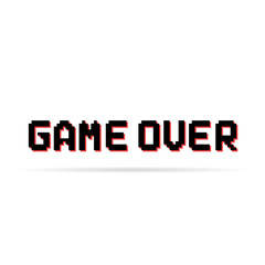 black and red game over pixel text