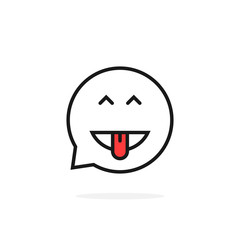 thin line excited emoji speech bubble logo
