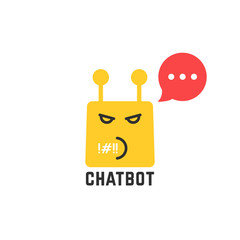 rude yellow chatbot icon with red speech bubble