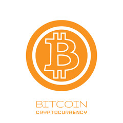 Bitcoin symbol in flat design. Vector