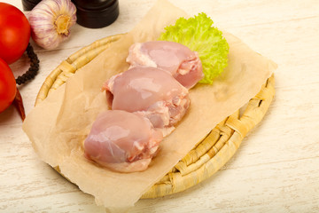 Boneless raw chicken thighs