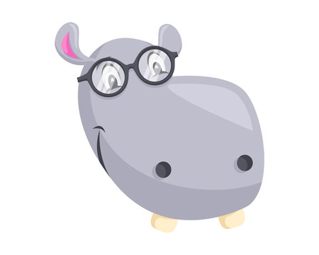 Cute Hippo Face Emoticon Emoji Expression Illustration - Geek