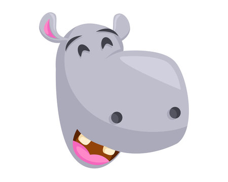 Cute Hippo Face Emoticon Emoji Expression Illustration - Loud Out Laugh