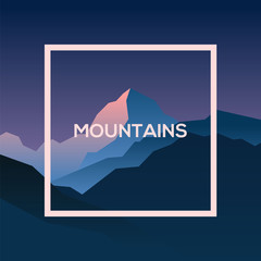 The concept of a mountain landscape with a heading