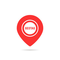 simple red geotag logo or map pin icon