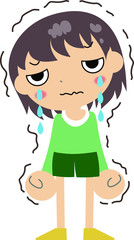 green shirt child cry