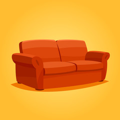 Cozy leather brown sofa in a bright background