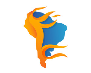 Modern Flaming South America Map Illustration