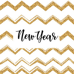 Happy New Year- lettering inscription to winter holiday design. 
