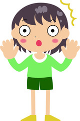 green shirt child surprised