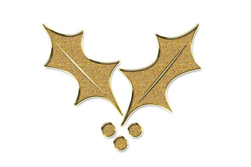 Hojas de acebo doradas. 