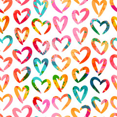Seamless pattern with hearts. Valentine's Day. Can be used on packaging paper, fabric, background for different images, etc. Freehand drawing