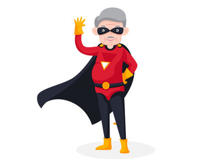 Brave Retired Senior Citizen Superhero Character Illustration