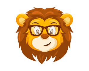 Cute Geek Lion Face Emoticon Emoji Expression Illustration