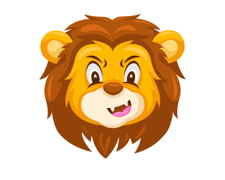 Cute Skeptical Lion Face Emoticon Emoji Expression Illustration