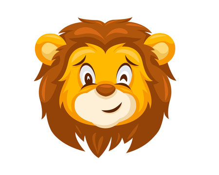 Cute Lion Face Emoticon Emoji Expression Illustration - Wink