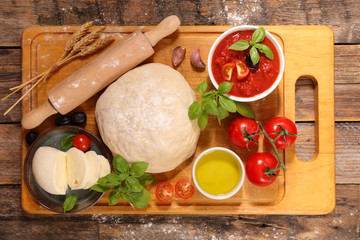 pizza ingredient on board