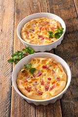 homemade quiche with bacon and egg