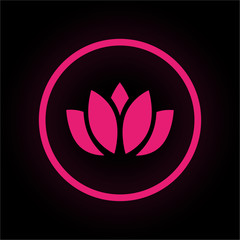 Neon Button rund - Lotus Blume