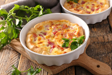 homemade quiche with bacon and egg