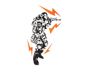 Passionate Soldier In Action Symbol