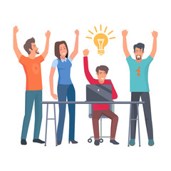 Fototapeta premium Group of Coworkers Have Idea Isolated Illustration