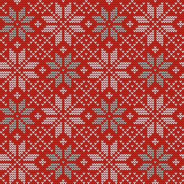 Seamless Christmas nordic knitting vector pattern with Selburose and decorative elements