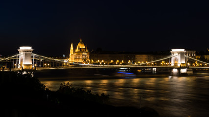 The bridge and parliament in Budapest