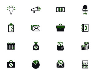 business simple vector icons in two colors