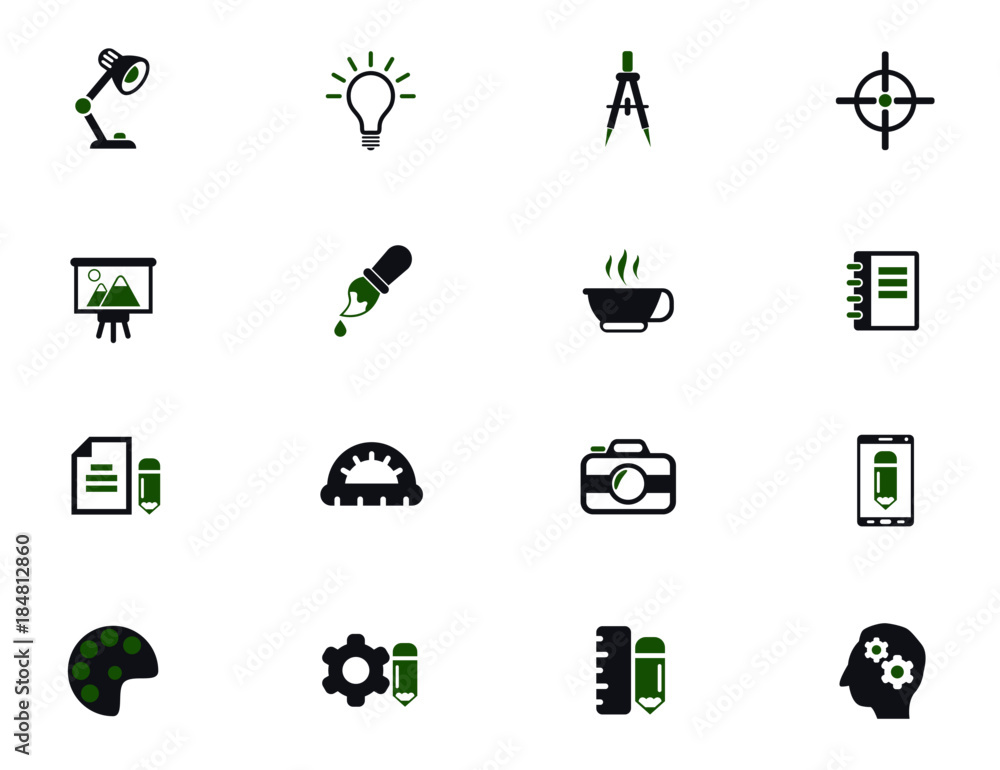 Poster creative process simple vector icons in two colors