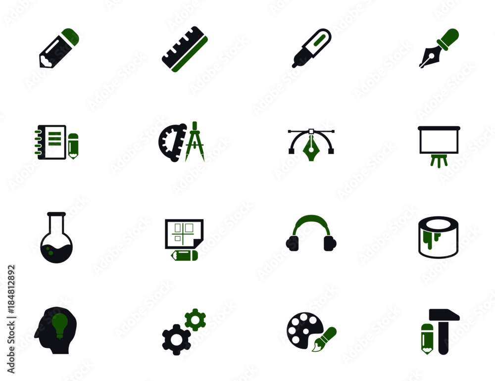 Poster creative process simple vector icons in two colors