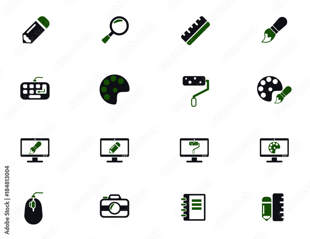 Poster design simple vector icons in two colors
