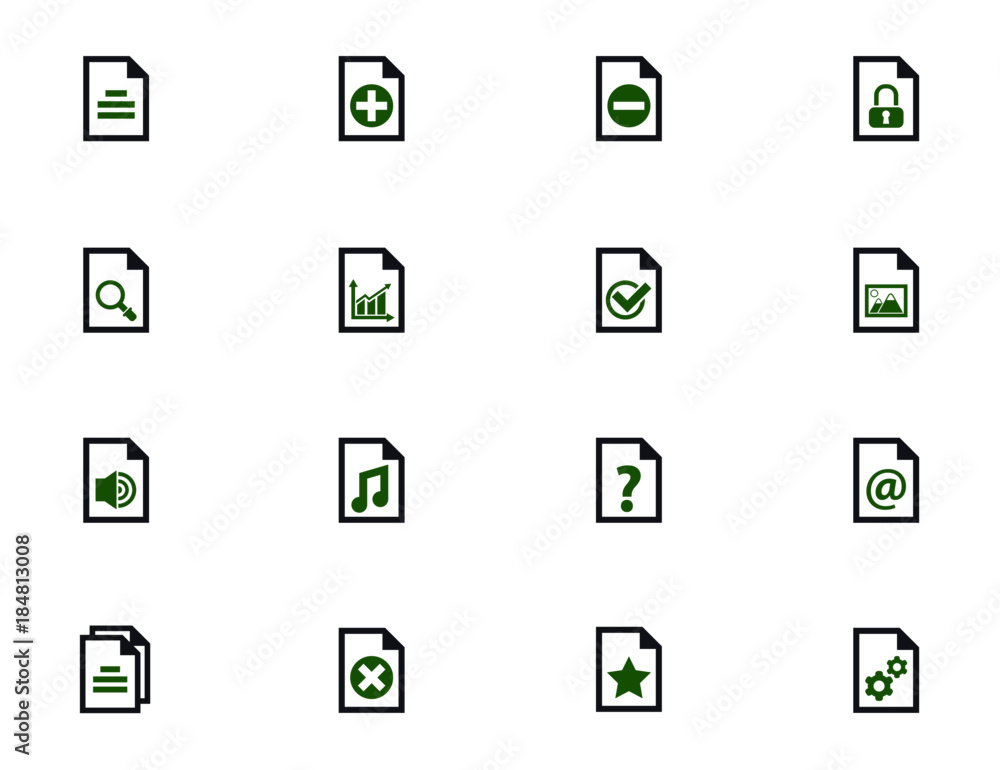 Poster documents simple vector icons in two colors