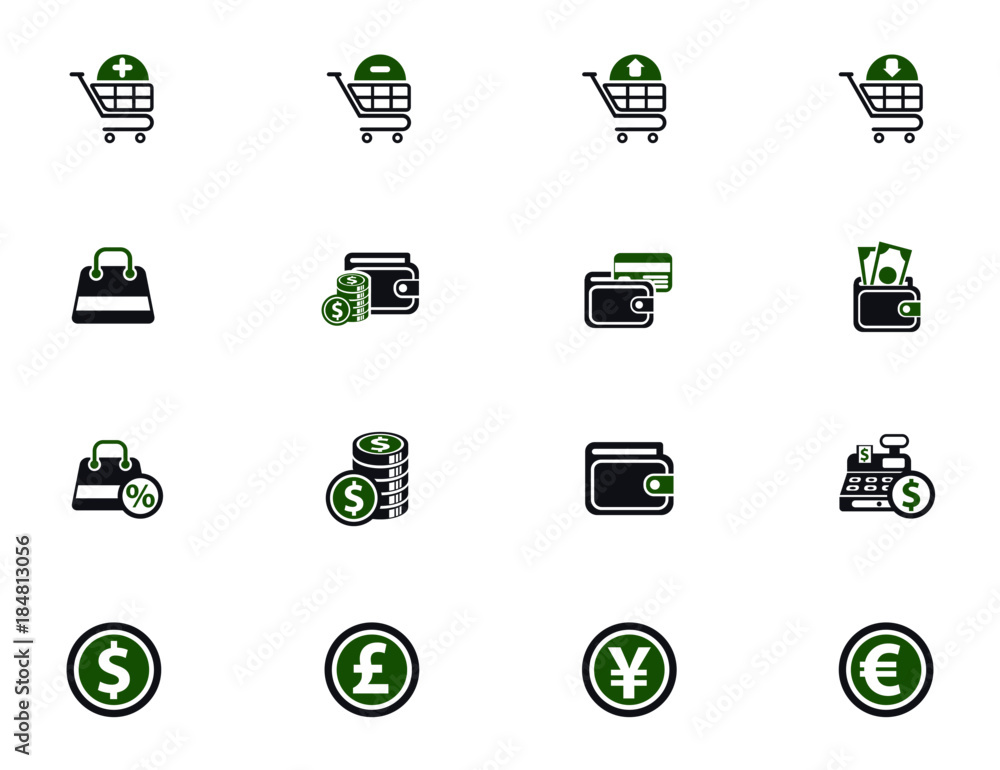 Poster e-commerce simple vector icons in two colors