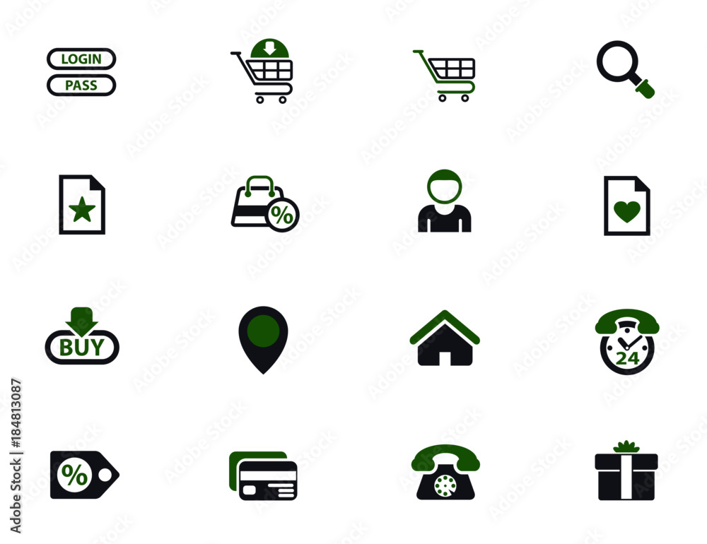Poster e-commerce interface simple vector icons in two colors