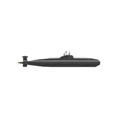 Fototapeta na wymiar Large submarine icon. Navy vehicle. Military underwater transport in black color. Graphic design for logo, website, mobile game. Flat vector illustration