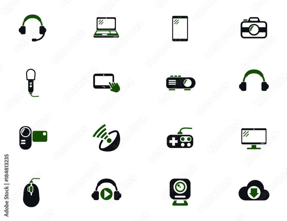 Poster hi tech simple vector icons in two colors