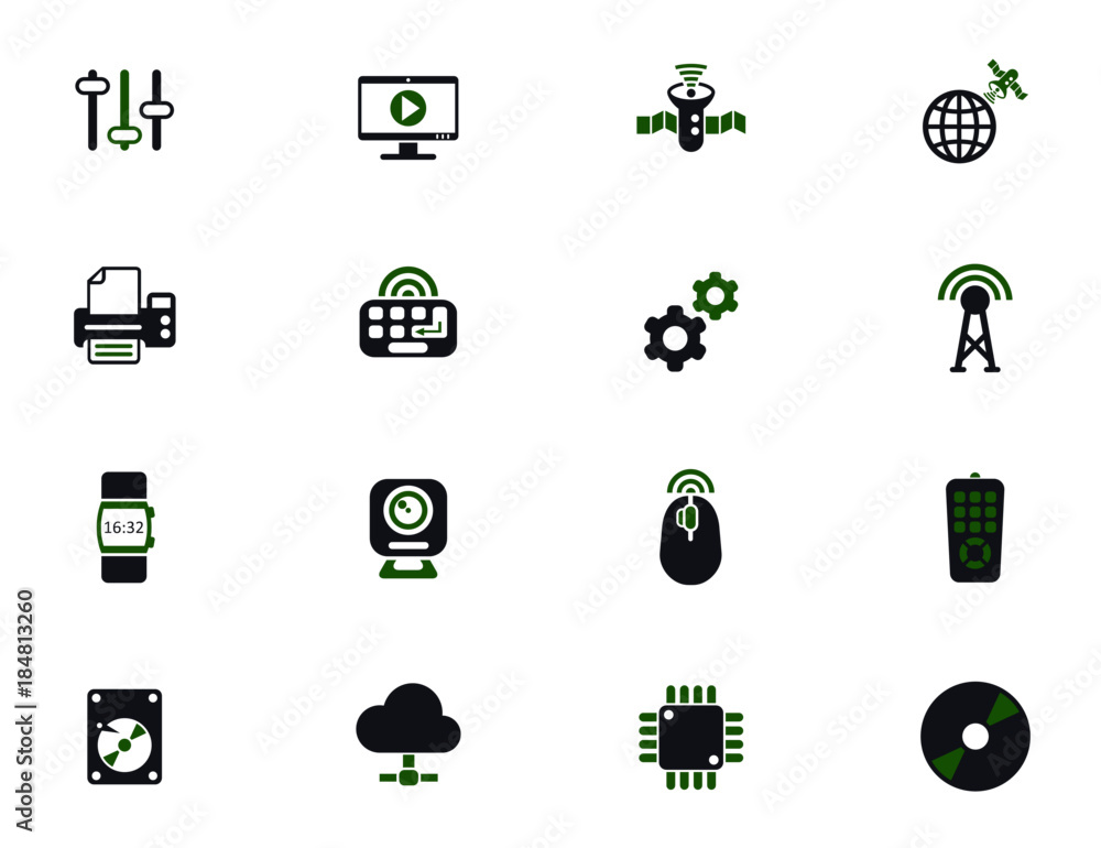 Poster hi tech simple vector icons in two colors