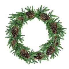 Fototapeta premium Christmas wreath, isolated on white