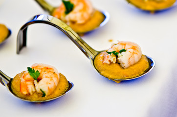 shrimp on bed of curry sauce