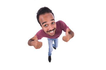 Wide angle of thumbs up