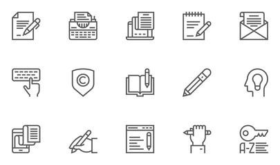 Set of Copywriting Vector Line Icons. 48x48 Pixel Perfect.